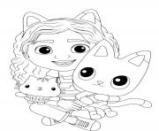 adorable gabby fille energique et son chat dessin à colorier