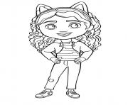 Coloriage adorable gabby fille energique et son chat dessin