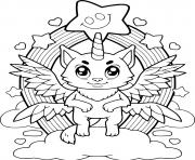 Coloriage chat licorne joyeux avec des motifs dessin