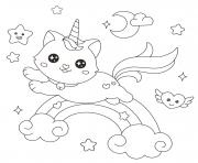 Coloriage chat licorne minou dans une boite dessin