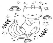 Coloriage chat licorne rigolo dessin