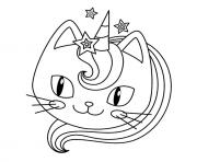 chat licorne tete de peluche dessin à colorier