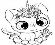 bebe chat licorne yeux mignon dessin à colorier