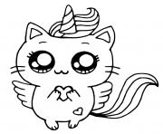 Coloriage chat licorne mignon fille dessin