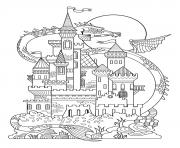 chateau dragon dessin à colorier