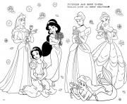 toutes les princesses de disney dessin à colorier