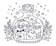 kawaii bouteille animaux anti stress dessin à colorier