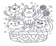 chat chaton kawaii dessin à colorier