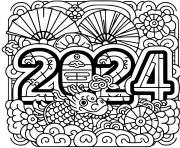 Coloriage nouvel an lunaire 2024 dessin