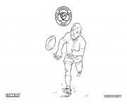 Coloriage rugby joueur qui frappe le ballon dessin
