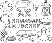Coloriage ramadan mubarak lanterne lune dessin