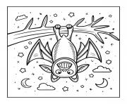 chauve souris halloween suspendue amicale dessin à colorier