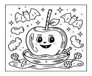 pomme chauve souris halloween facile cute dessin à colorier