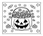 seau bonbons citrouille halloween dessin à colorier