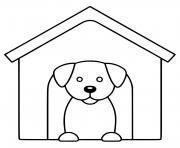 chien facile maternelle maison dessin à colorier