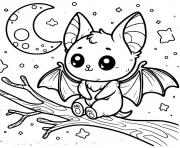 chauve souris lune effrayante dessin à colorier