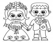 mariage monstre horreur dessin à colorier