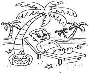 zombie plage halloween dessin à colorier