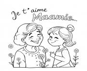 Coloriage meilleure mamie du monde fleurs dessin