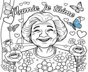 Coloriage meilleure mamie du monde fleurs dessin