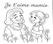 mamie et sa petite fille je taime mamie dessin à colorier