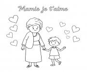 mamie et son fils je taime simple dessin à colorier