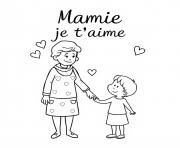 mamie je taime coeur enfant maternelle dessin à colorier