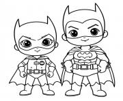 batman et robin mignon kawaii maternelle dessin à colorier