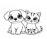 chine chat kawaii compagnons a fourrure regard attendrissant dessin à colorier