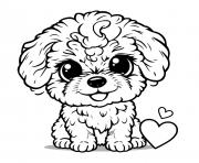 chien bichon frise mignon 5 dessin à colorier