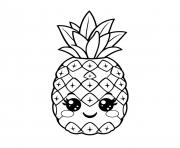 ananas 2 fruit kawaii dessin à colorier