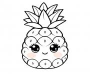 ananas 1 fruit kawaii dessin à colorier