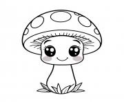 Champignon rigolos legumes kawaii dessin à colorier