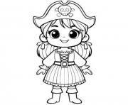 Coloriage pirate fille avec une carte sur un tresor dessin