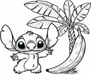 stitch et banane tropicale facile dessin à colorier