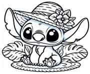 stitch avec chapeau mexicain dessin à colorier