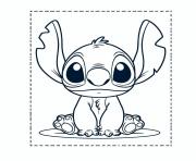 stitch assis en style graphique noir et blanc dessin à colorier