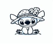 stitch avec chapeau feuille facile dessin à colorier