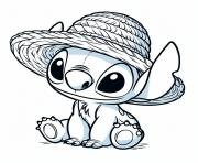 stitch avec un chapeau de corde dessin à colorier