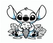 stitch mangeant une glace dessin à colorier