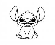 stitch mignon souriant   illustration en noir et blanc dessin à colorier