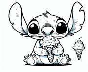 stitch mignon mangeant une glace 1 dessin à colorier