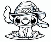 stitch en chapeau mexicain dessin à colorier