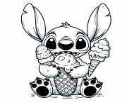 stitch mignon avec glaces dessin à colorier