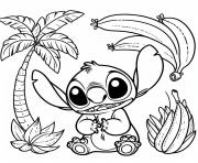 stitch et bananes tropicales 1 dessin à colorier