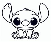 stitch mignon en version chibi dessin à colorier