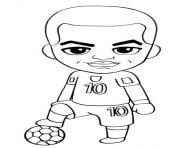 kylian mbappe joueur de football caricature avec ballon numero 10 dessin à colorier