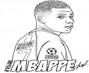 kylian mbappe portrait stylise de kylian mbappe en maillot numero 7 dessin à colorier