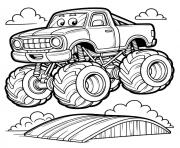 monstertruck springt ueber rampe kostenlose malvorlage dessin à colorier