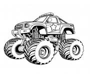 Monster truck police dessin à colorier